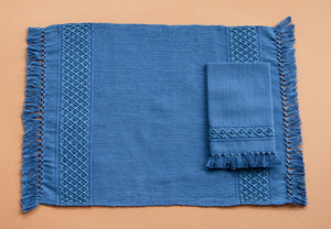 JULIA, set de table avec serviettes, bleu