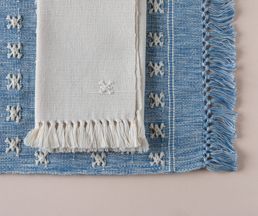MARIA, set de table avec serviettes, bleu