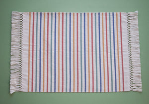 SARA, set de table en tissu avec serviettes, écru à rayures colorées
